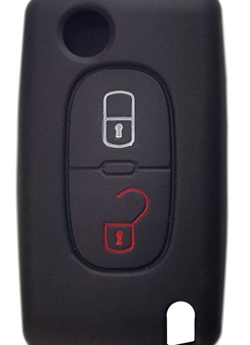 Θήκη κλειδιού για αυτοκίνητα Peugeot 2009-02, εύκαμπτη, μαύρη