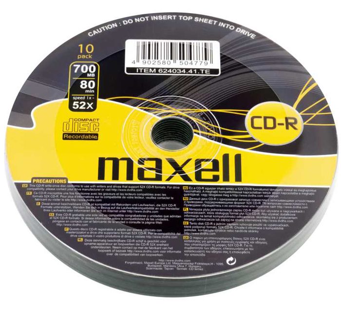 MAXELL CD-R 624034-41, 700ΜΒ, 80min, 52x speed, spindle pack 10τμχ