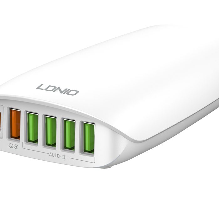 LDNIO σταθμός φόρτισης A6573C, USB-C/5x USB, 65W, PD/QC, λευκός