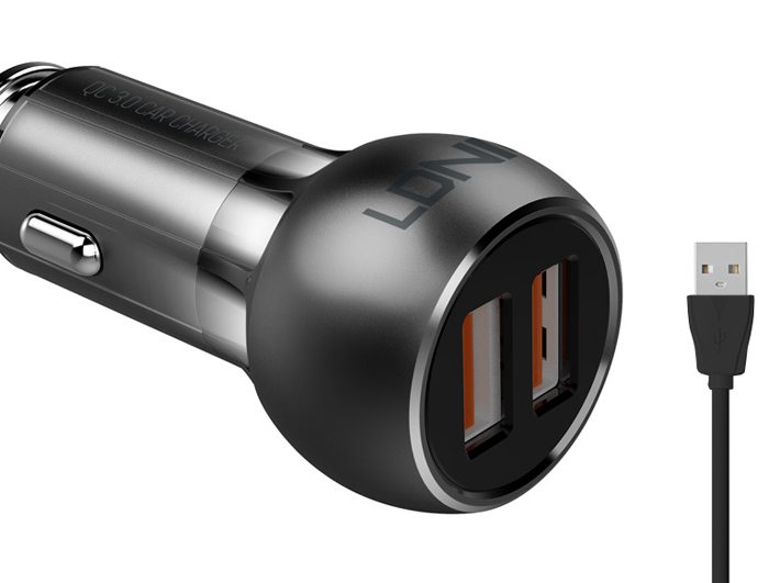 LDNIO φορτιστής αυτοκινήτου C503Q με καλώδιο, 2x USB, 36W, QC, γκρι