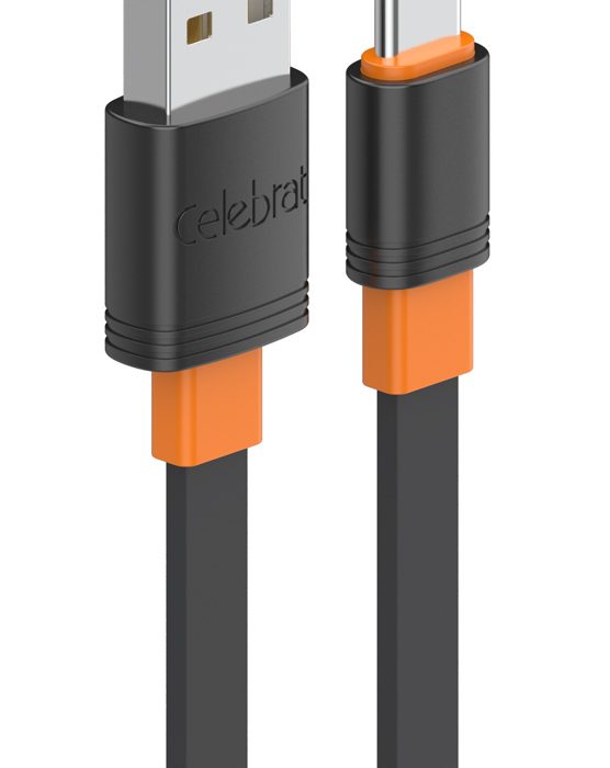 CELEBRAT καλώδιο USB-C σε USB CB-33C, flat, 3A, 1m, μαύρο