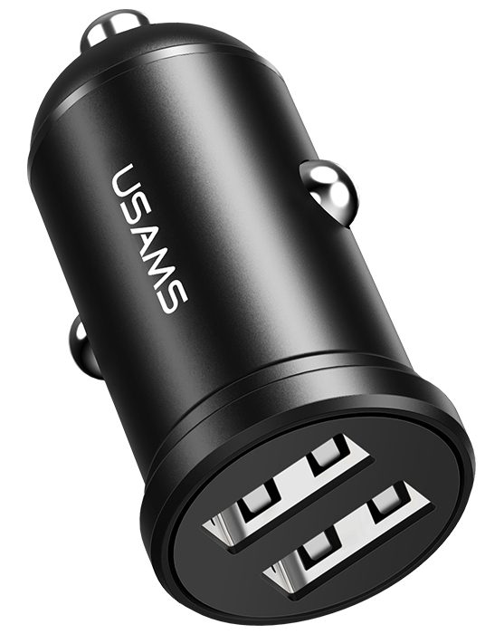 USAMS φορτιστής αυτοκινήτου C20, 2x USB, 2.4A, μαύρος