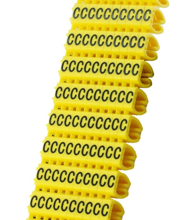 POWERTECH Clip αρίθμησης καλωδίου γράμμα C, Yellow, 10τεμ.