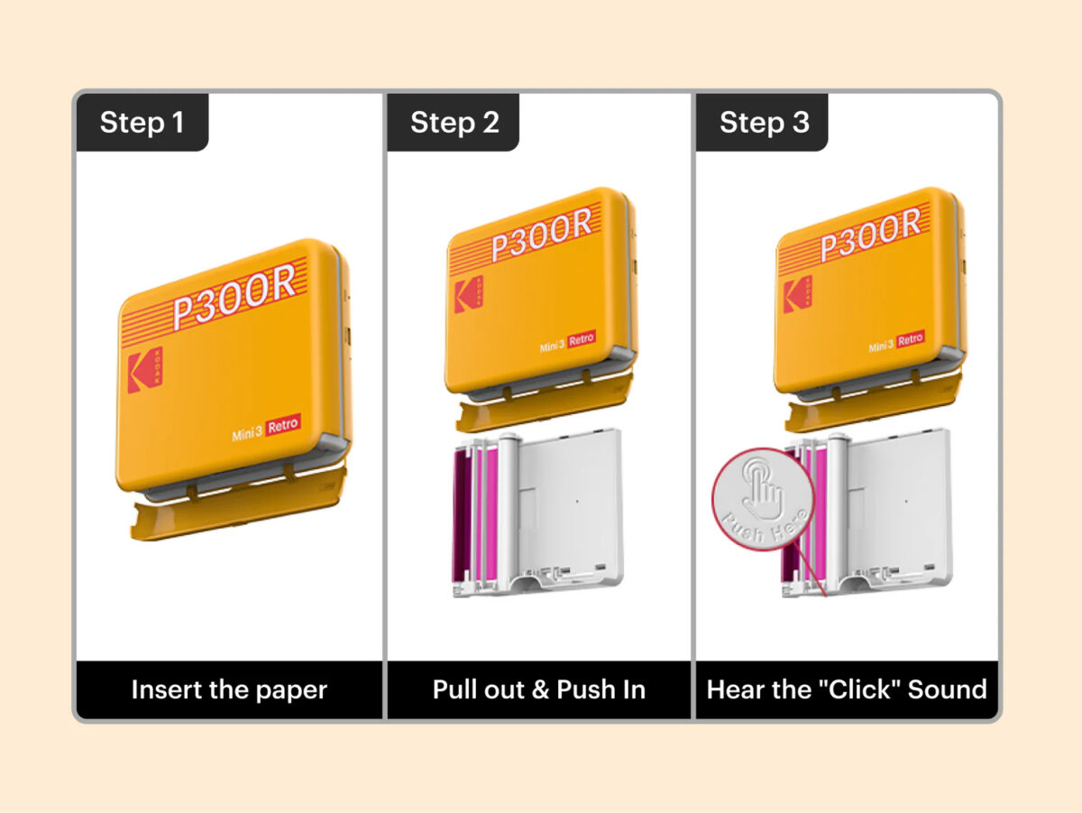 Kodak Mini 3 Retro 4PASS Smartphone Photo Printer Portable (7.6 x 7.6 cm) + 8 Sheets, Yellow - Image 3