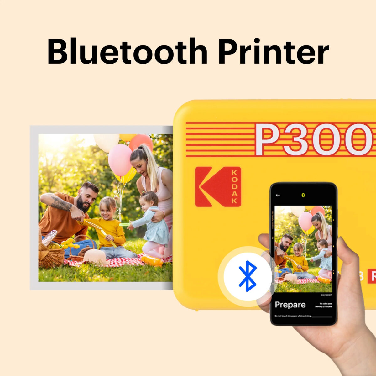 Kodak Mini 3 Retro 4PASS Smartphone Photo Printer Portable (7.6 x 7.6 cm) + 8 Sheets, Yellow - Image 2