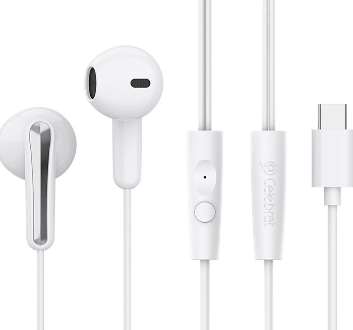 CELEBRAT earphones με μικρόφωνο G37, USB-C σύνδεση, 14.2mm, 1.2m, λευκά
