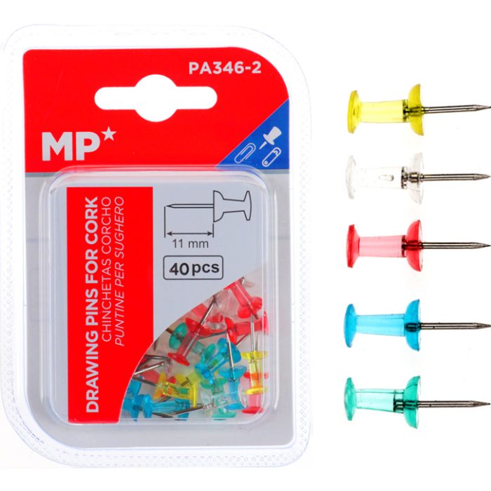 MP χρωματιστές πινέζες για πίνακα PA346-2, 11mm, 40τμχ