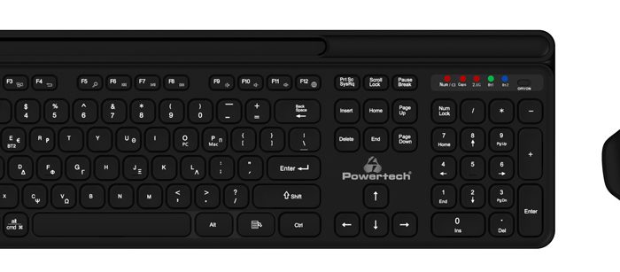 POWERTECH set ποντίκι & πληκτρολόγιο PT-1154, 2.4GHz & Bluetooth, μαύρο
