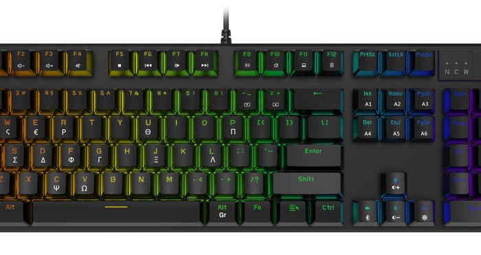 POWERTECH gaming μηχανικό πληκτρολόγιο PT-1254, ενσύρματο, RGB, μαύρο