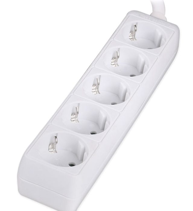 POWERTECH πολύπριζο PT-869, 5x schuko, 16A, 1.5m, λευκό
