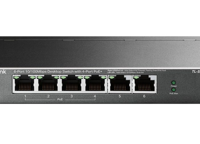 TP-LINK desktop switch TL-SF1006P, 6-Port 10/100Mbps, 4x PoE+, Ver. 1.0