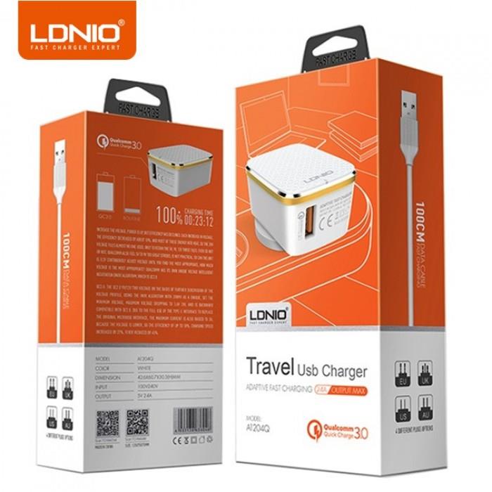 LDNIO A1204Q ΦΟΡΤΙΣΤΗΣ QC3.0 1 PORT + 1M LIGHTNING CABLE