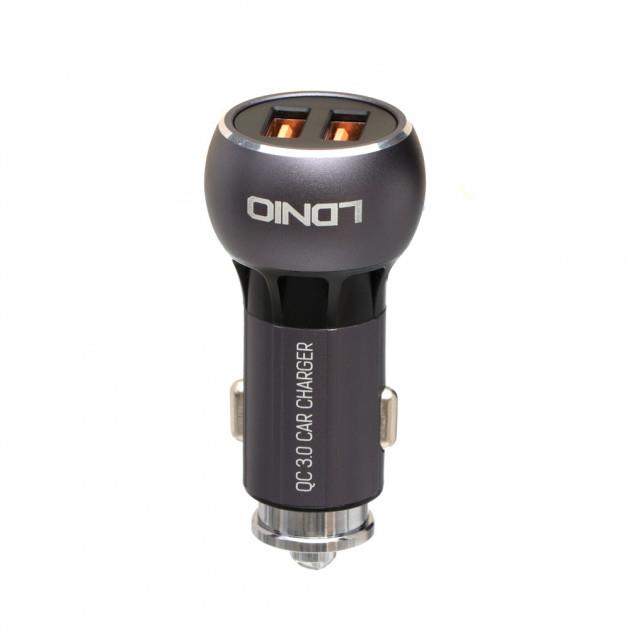LDNIO C503Q ΦΟΡΤΙΣΤΗΣ ΑΥΤΟΚΙΝΗΤΟΥ QC3.0, 2 PORTS + 1M LIGHTNING CABLE