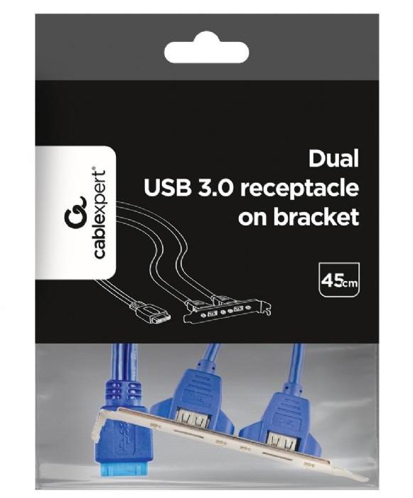 CABLEXPERT DUAL USB 3.0 RECEPTACLE ON BRACKET