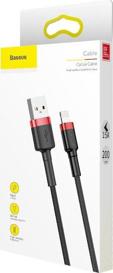 BASEUS CAFULE, LIGHTNING, 1.5A,  2M, ΜΑΥΡΟ, ΚΟΚΚΙΝΟ