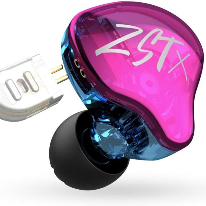 KZ ZST X Purple With Mic - IEM 3,5 In Ear Monitor Earphones, Dynamic Hybrid Dual Driver 1BA+1DD, 2x