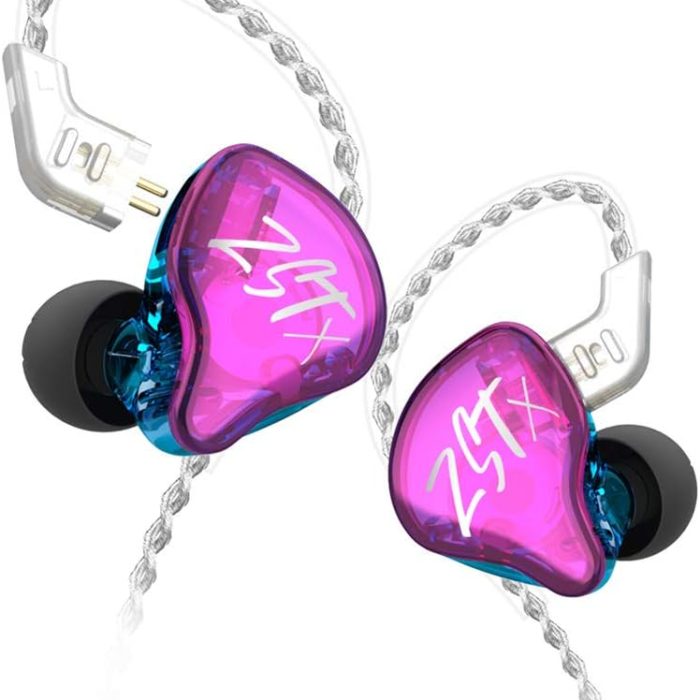 KZ ZST X Purple No Mic - IEM 3,5 In Ear Monitor Earphones, Dynamic Hybrid Dual Driver 1BA+1DD, 2x ma