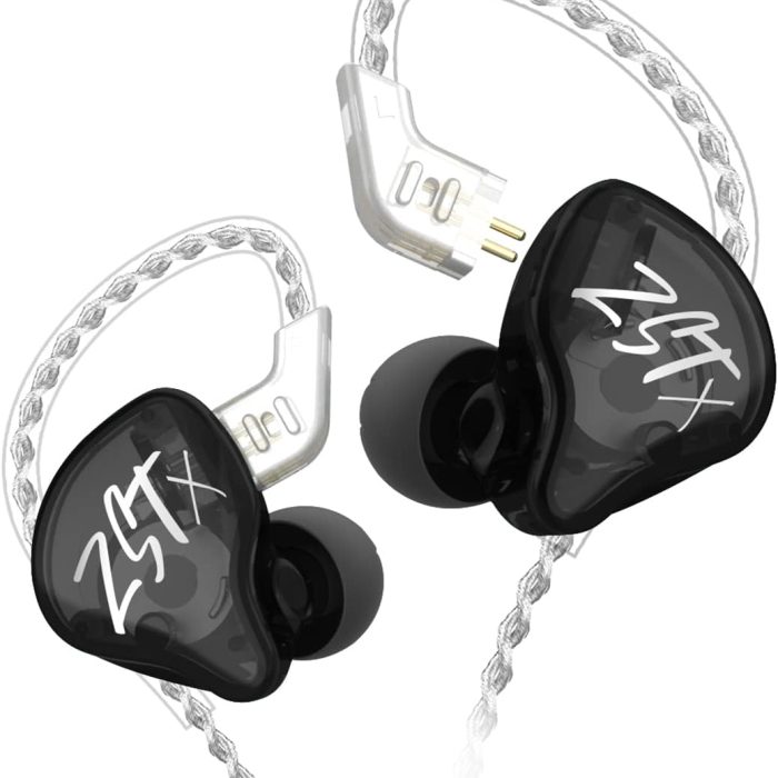 KZ ZST X Black No Mic - IEM 3,5 In Ear Monitor Earphones, Dynamic Hybrid Dual Driver 1BA+1DD, 2x ma