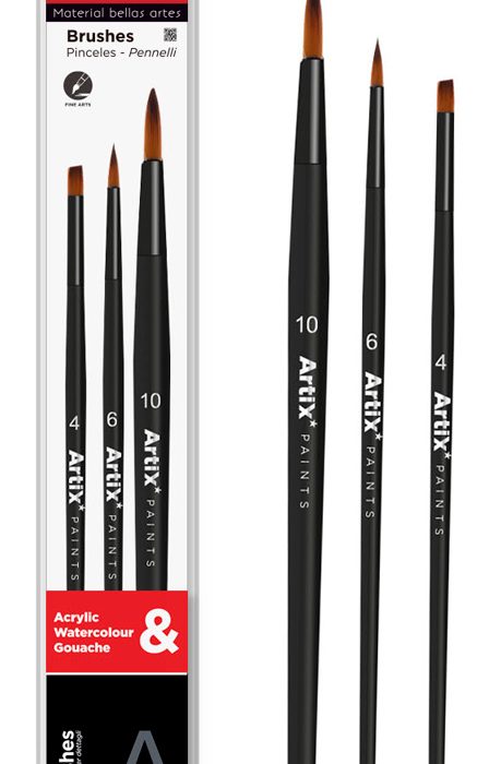 ARTIX PAINTS σετ πινέλων ζωγραφικής PP280, μαύρο, 3τμχ