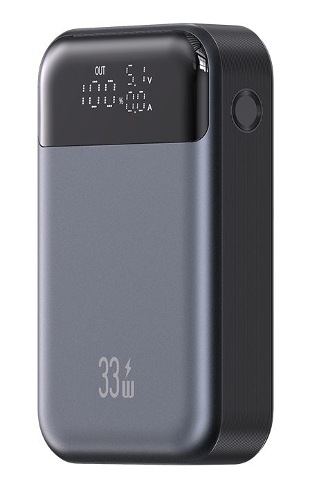USAMS power bank CD221 με οθόνη, 2x θύρες εξόδου, 10000mAh, PPS 33W, γκρι