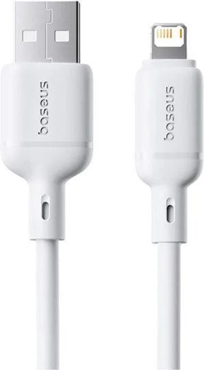 BASEUS SILKY SERIES, ΚΑΛΩΔΙΟ ΓΡΗΓΟΡΗΣ ΦΟΡΤΙΣΗΣ, LIGHTNING, 2,4A, 2m, ΛΕΥΚΟ