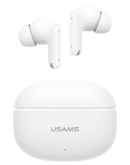 USAMS earphones με θήκη φόρτισης E05, True Wireless, BT 6.0, λευκό