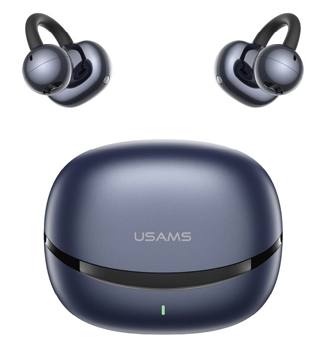 USAMS earphones με θήκη φόρτισης Echo R03, OWS, Φ11mm, 40/300mAh, μπλε