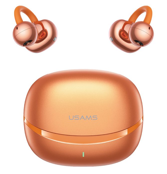 USAMS earphones με θήκη φόρτισης Echo R03, OWS, Φ11mm, 40/300mAh, πορτοκαλί