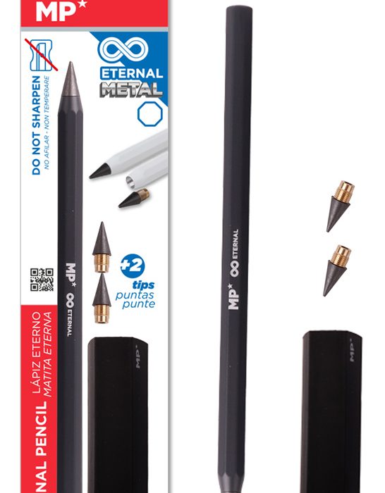 MP eternal μεταλλικό μολύβι PE560 με γόμα & 2x ανταλλακτικές μύτες, μαύρο